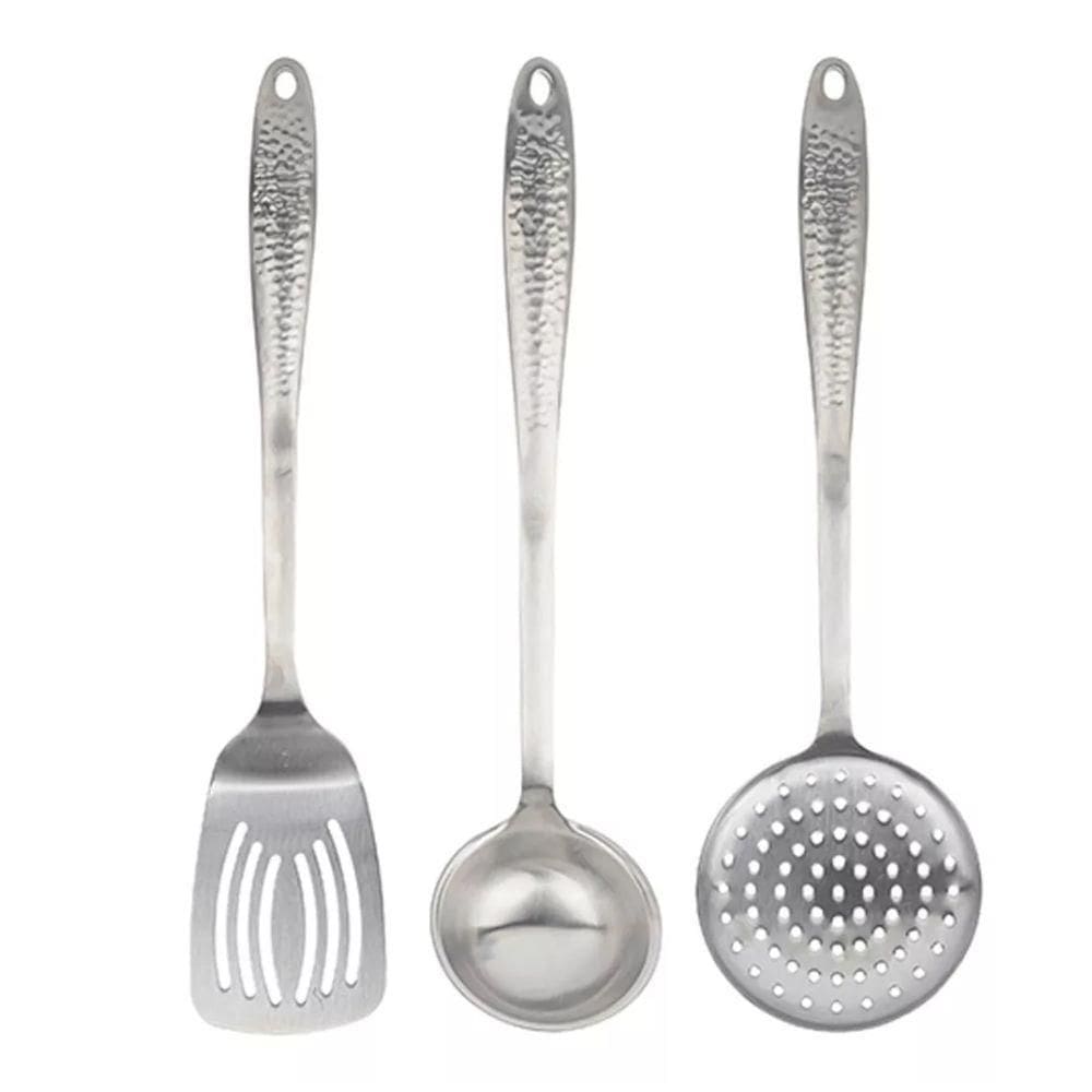 Jogo Utensilios Cozinha 3 Peças Cabo Em Aço Com Alça Nylon