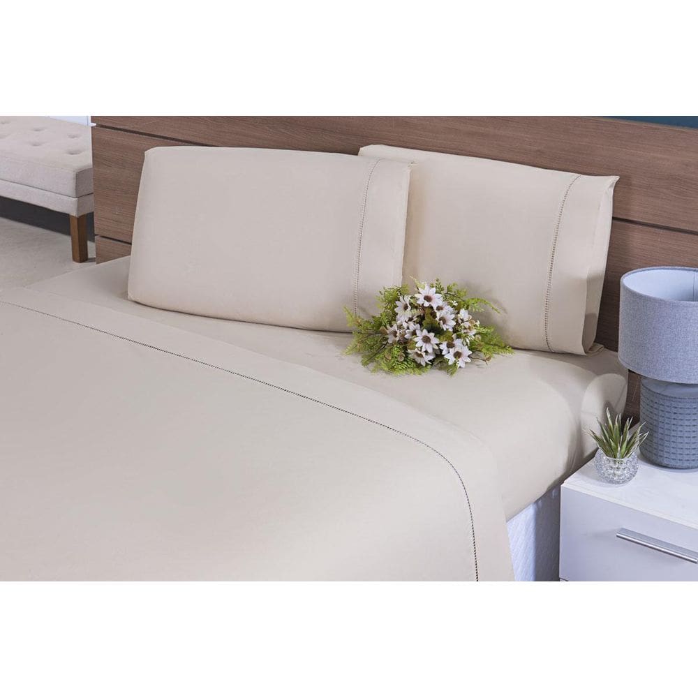 Jogo De Lençol Cama Viúva 100% Algodão 200 Fios 4 Pçs Caqui