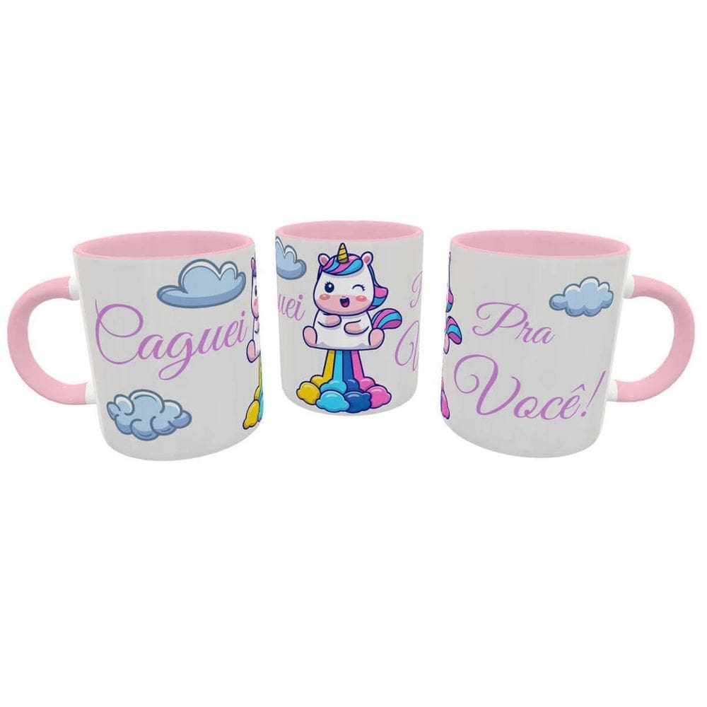 Caneca Unicórnio Malcriado Caguei Pra Você Presente Geek 01