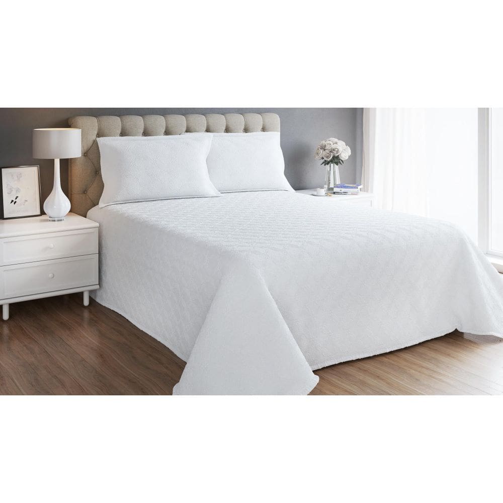 Cobre Leito Colcha Branca Kit Classic Delicato Casal Queen