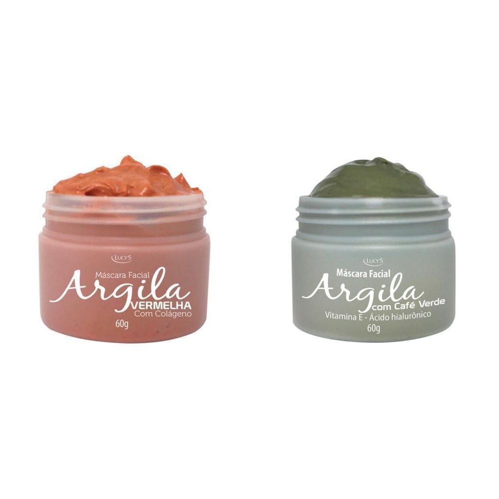Máscara De Argila Vermelha Com Colágeno E Verde Com Vita E