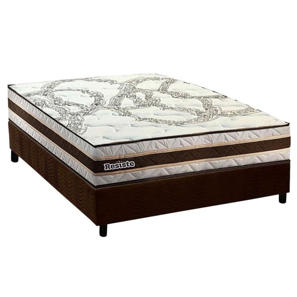 Conjunto Box Casal: Colchão Espuma Paropas D45 Resiste Hotel + Base CRC Suede Brown (138x188)