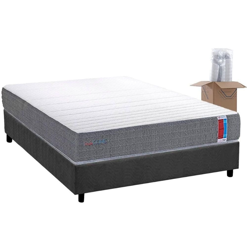 Conjunto Box Casal: Colchão Espuma Herval D28 Singlecore + Base CRC Suede Gray (138x188)