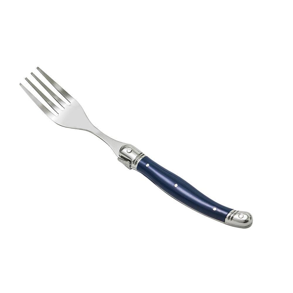 Kit  6 Garfos Laguiole Luxo Em Bandeja De Madeira Azul