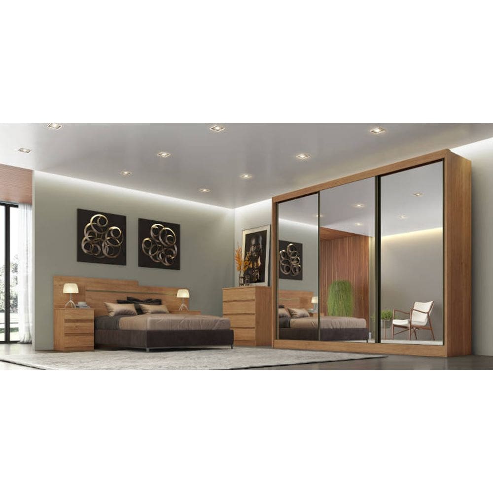 Guarda Roupa Casal Espelhado 8 Gavetas - Sollo-Cumaru - Móveis Novo Horizonte