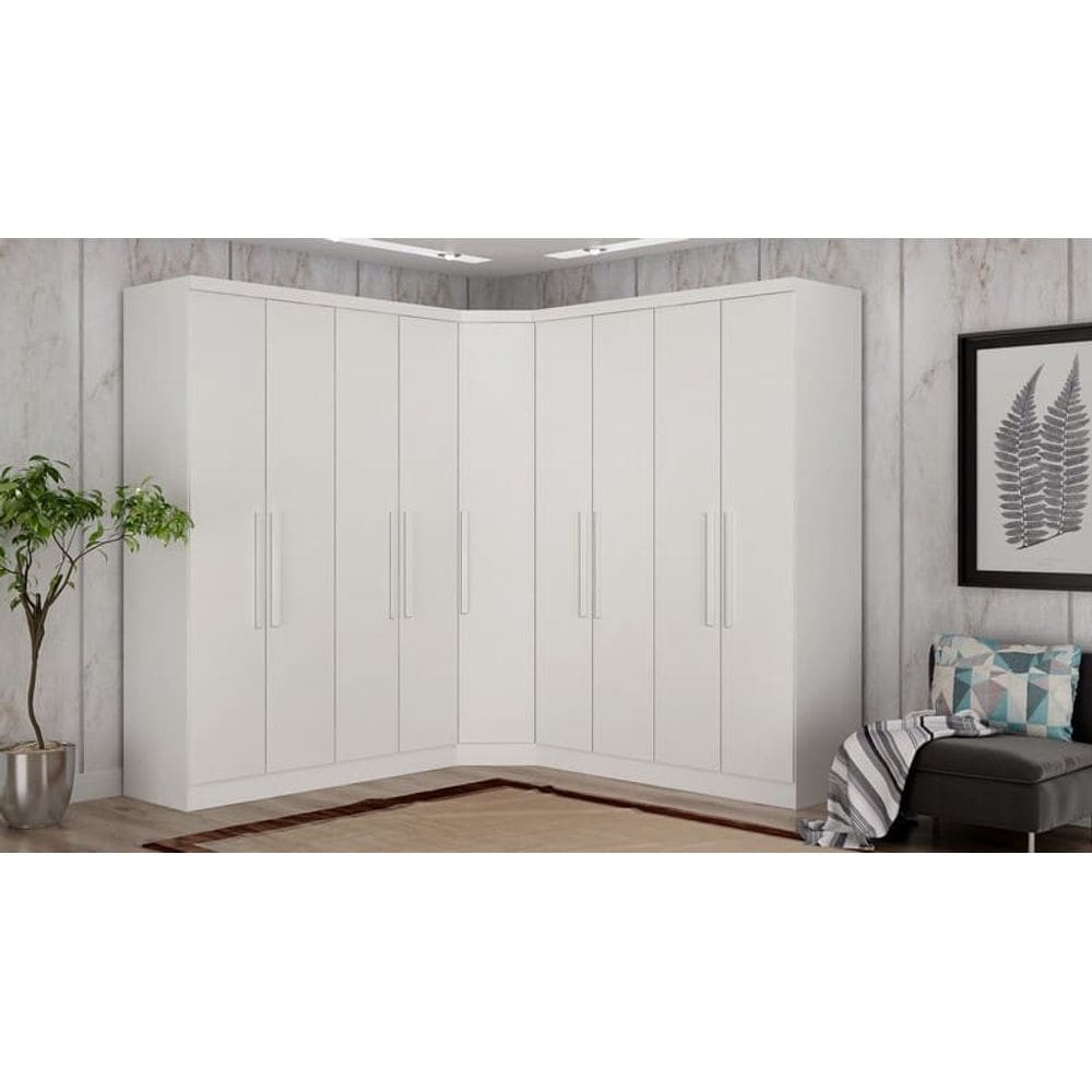 Modulado Closet Completo 9 Portas 6 Gavetas - Rizon-Branco - Móveis Novo Horizonte