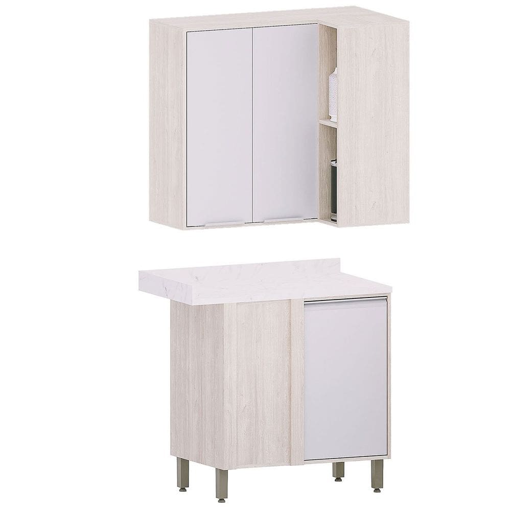 Kit Armário Aéreo e Balcão Canto Reto para Cozinha Atenas