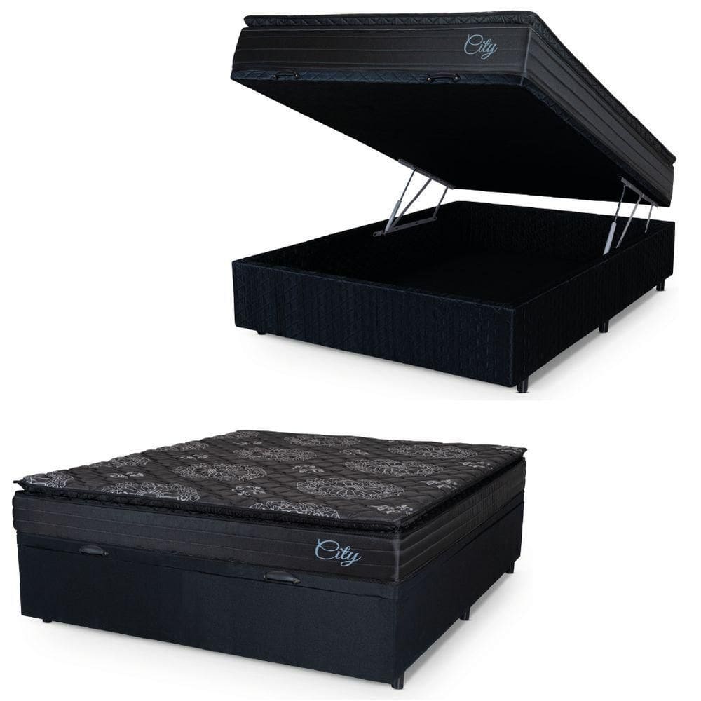 Cama Box Baú Casal Colchão Com Molas Ensacadas City Pillow