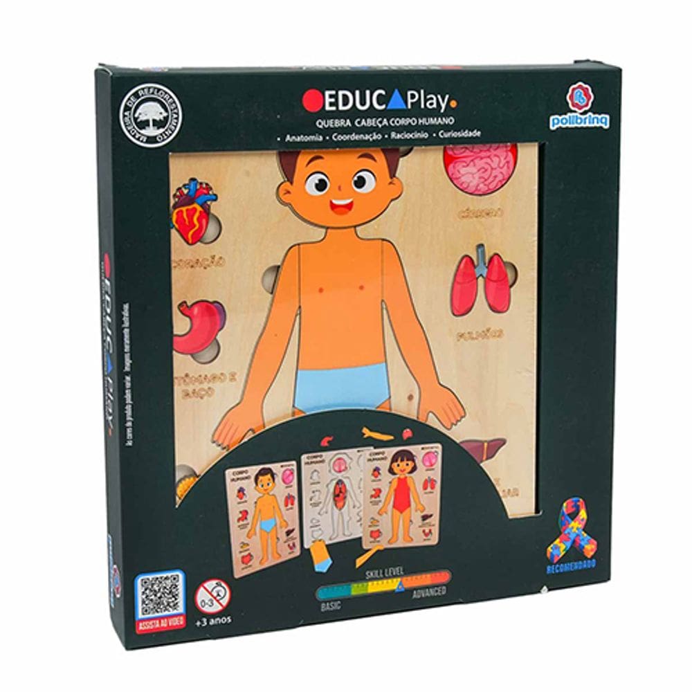 Brinquedo Pedagógico Quebra Cabeça Educaplay Corpo Humano
