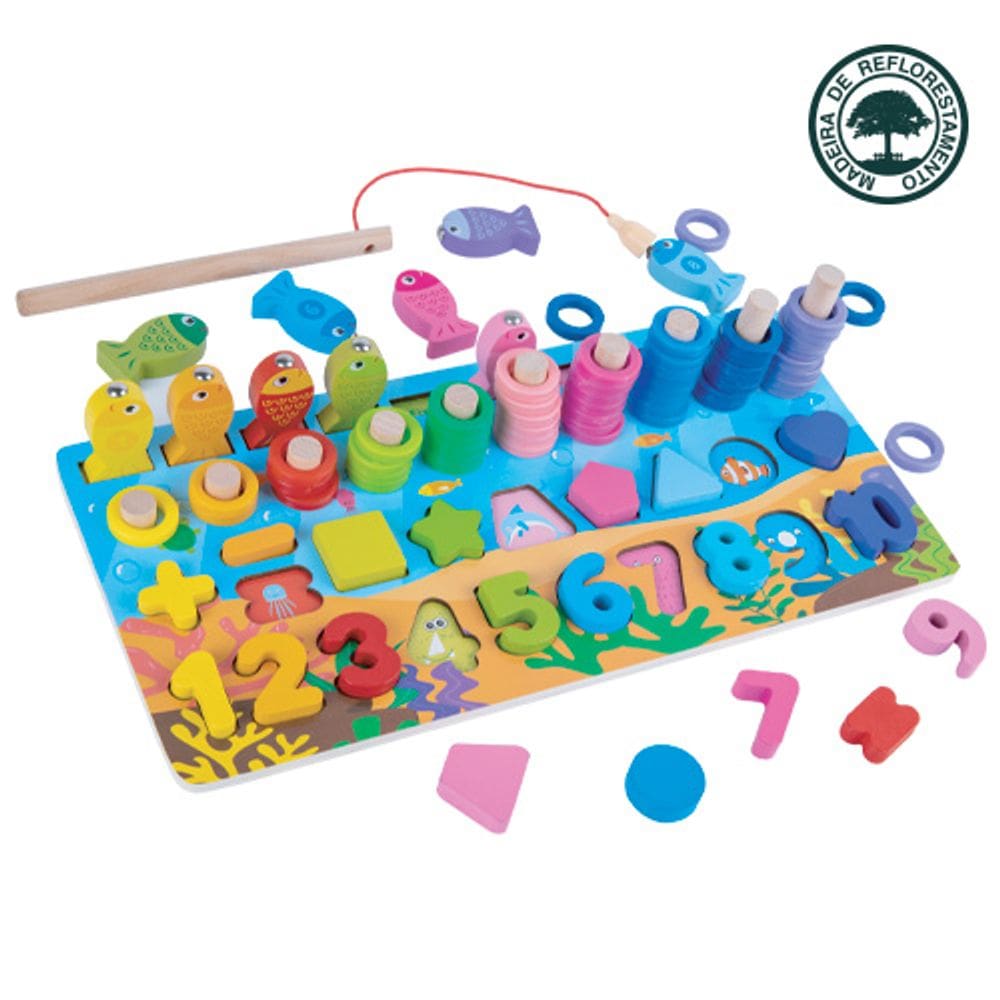 Brinquedo de Madeira Educaplay Tabuleiro Somar e Brincar