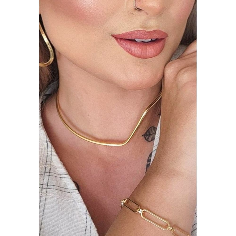 Choker Aro Torneado Banhado em Ouro 18k