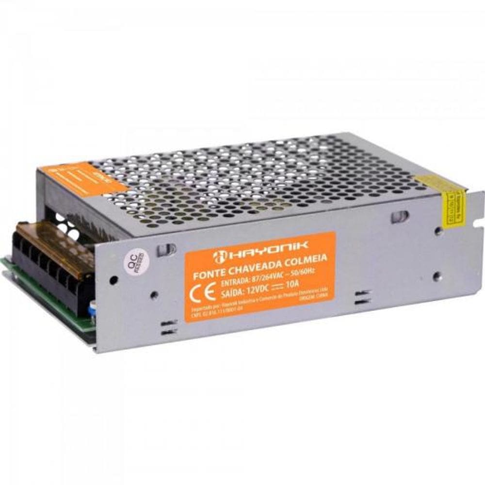 Fonte Colmeia HAYONIK FTC1210 12V 10A 120W Bivolt Automática