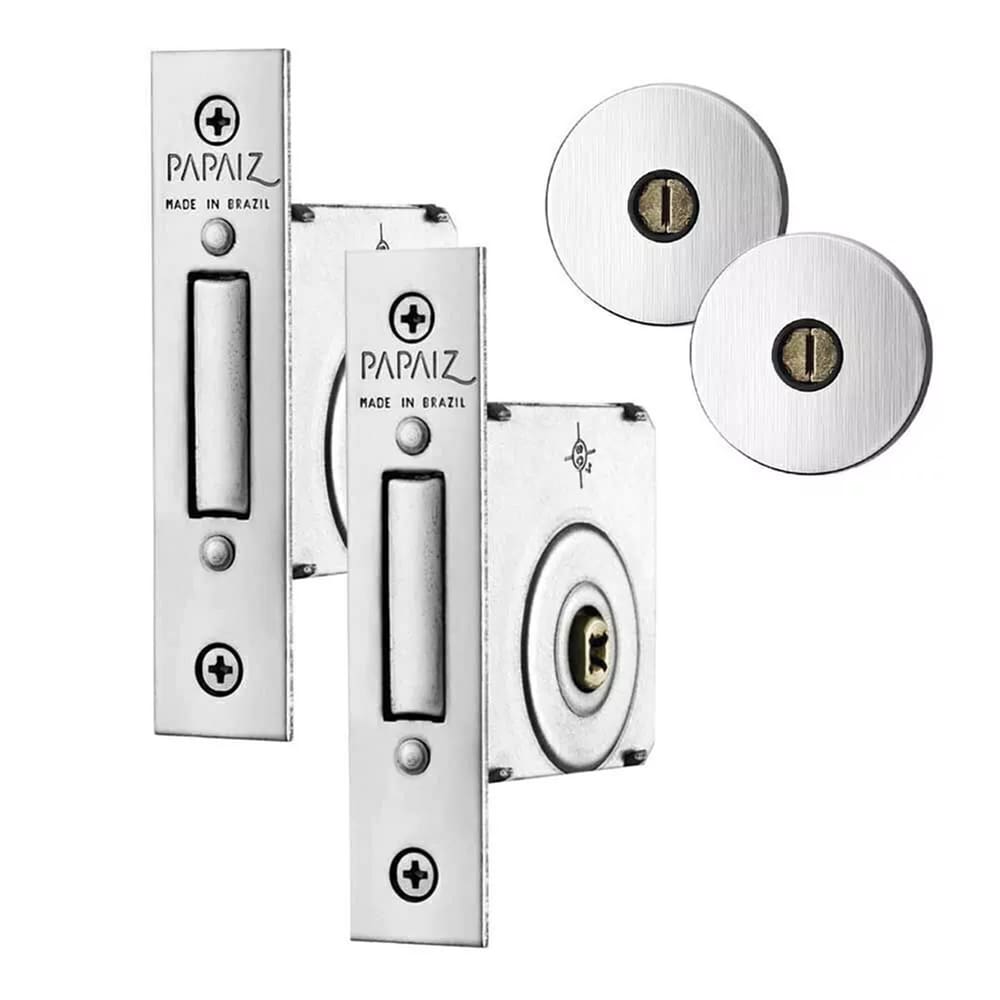 Trava Auxiliar de Segurança Tetra Papaiz 1400 Dupla Inox Cromada