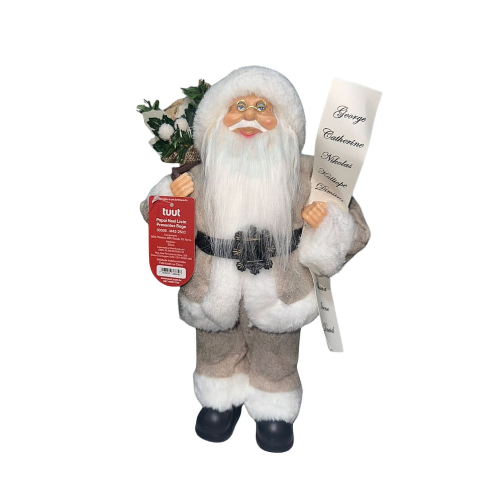 Papai Noel Lista De Presentes Bege 35CM  30308