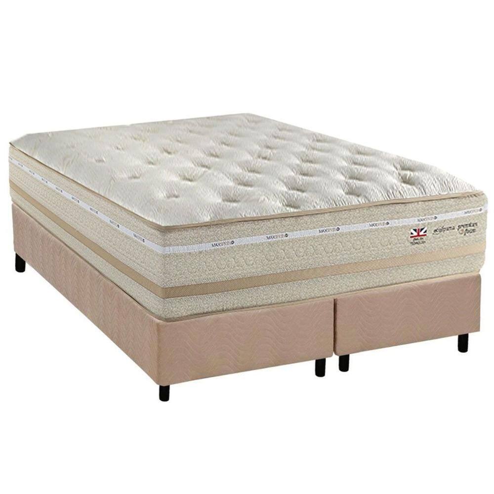 Conjunto Box Queen: Colchão Molas Herval Maxspring C1626 + Base CRC Suede Clean (158x198)