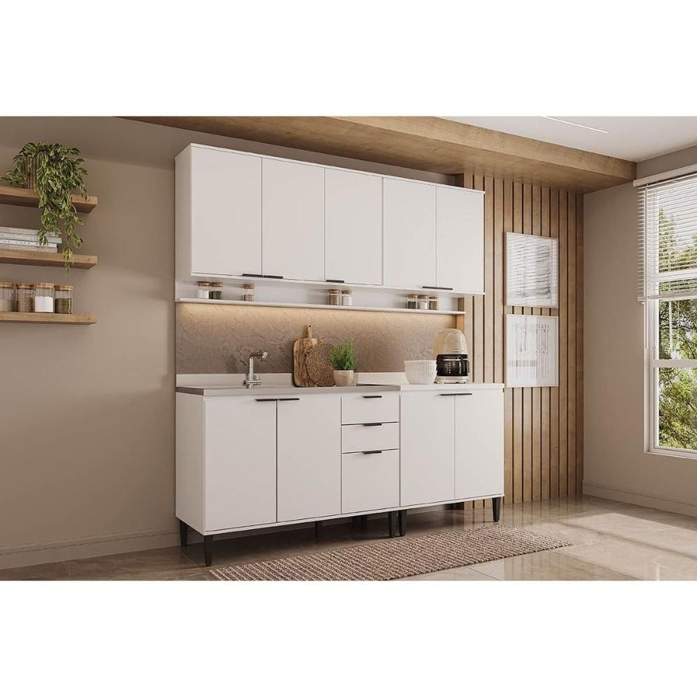Cozinha Completa Alpha 4 Peças (2Aéreos+2Balcões) C4P175 Branco - Carraro