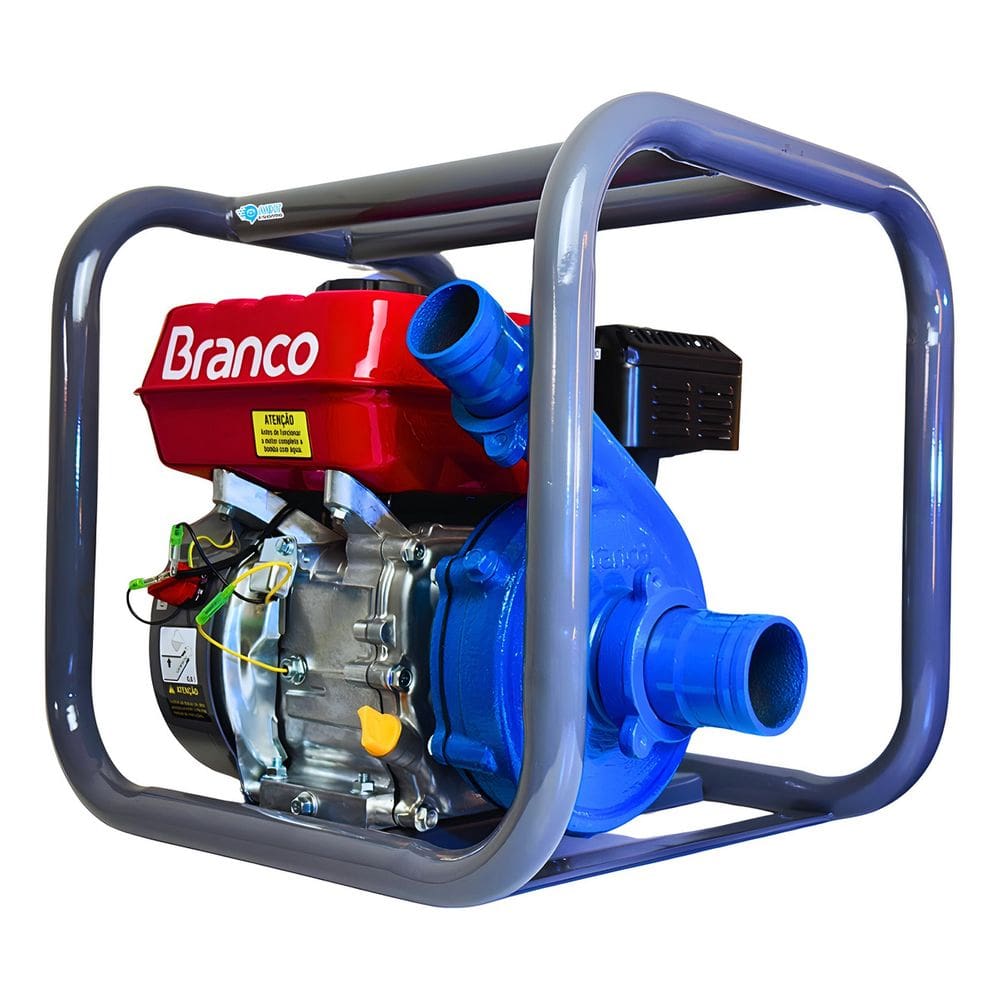 Motobomba Branco Gasolina 6,5cv Alta Vazão Irrigação Gotejo