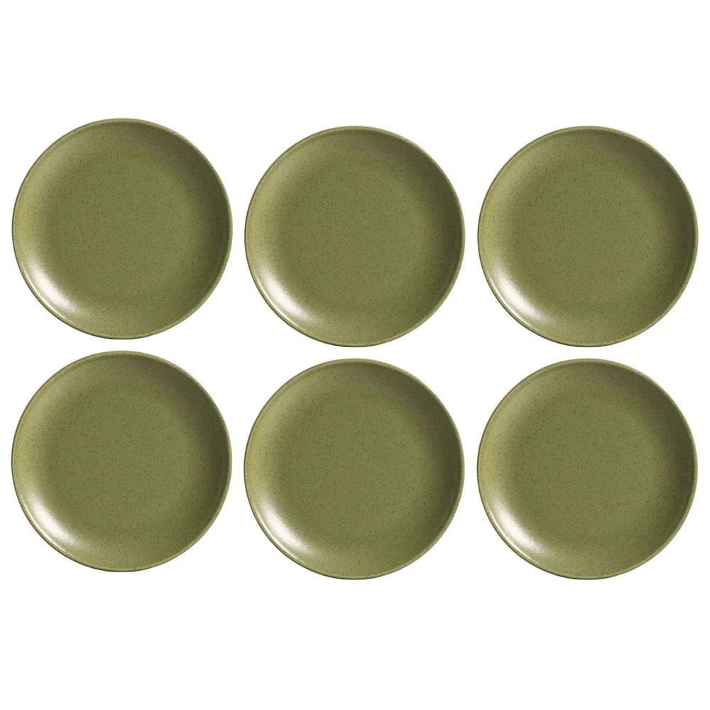 Prato de Sobremesa Coup Organic Olive de Cerâmica 21cm 6 Unidades - Alleanza 7577-203