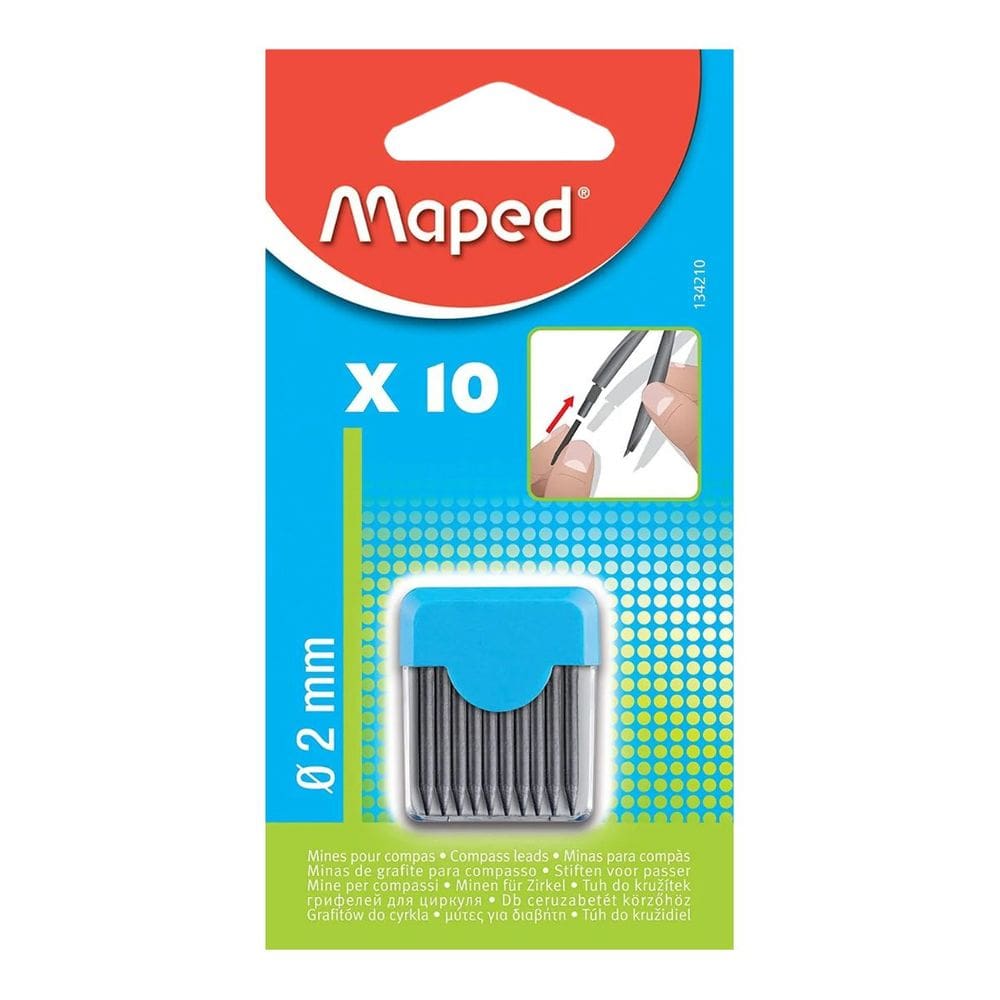 Refil P/ Compasso Grafite 2.0mm 10 Unidades - Maped Escolar | Geometria | Engenharia | Cartografia