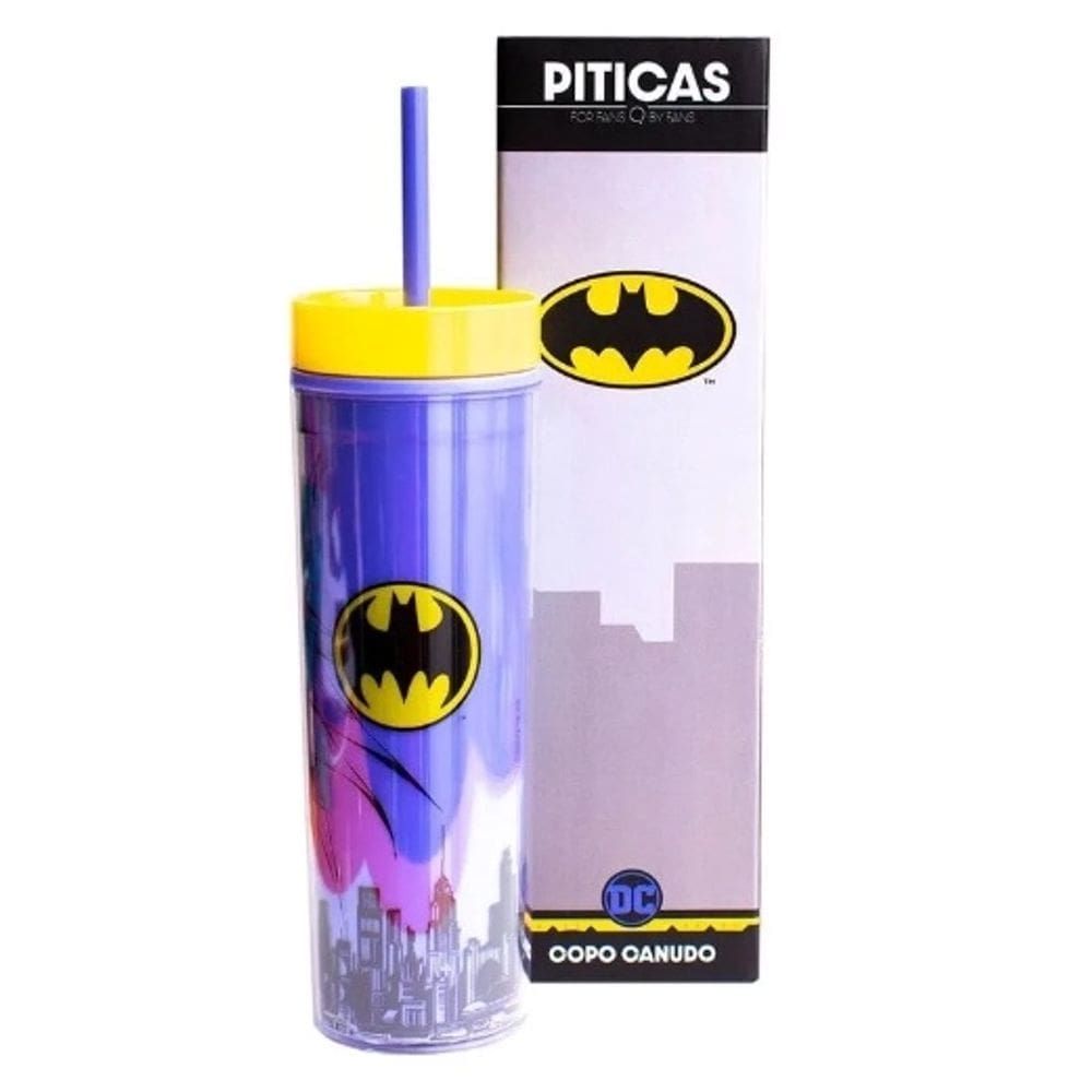 Copo Canudo Batman Streets 473ml com Canudo- Piticas