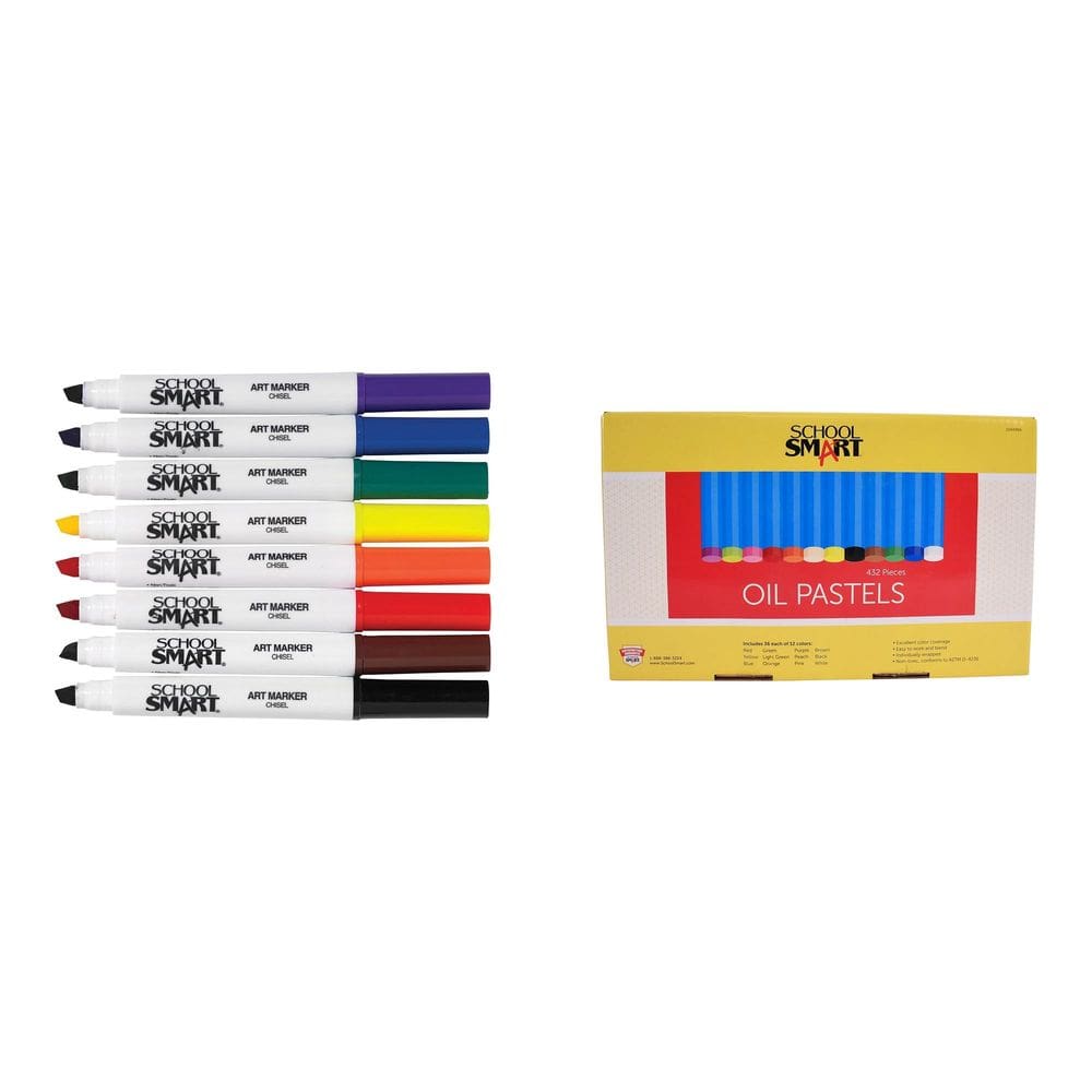Kit combinado de marcadores artísticos e pastéis a óleo Casafoyer Chisel Tip