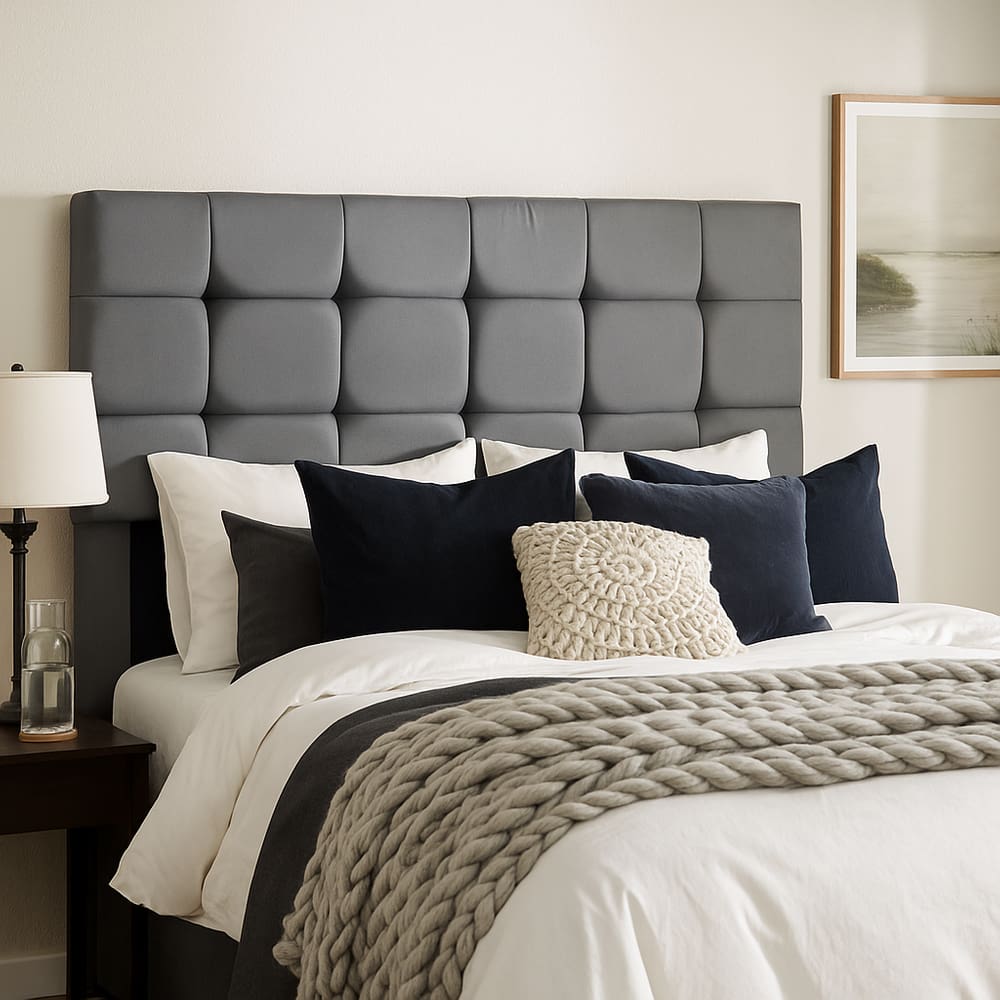 Cabeceira Cama Box Solteiro 90 cm Alana em Suede Com Frame