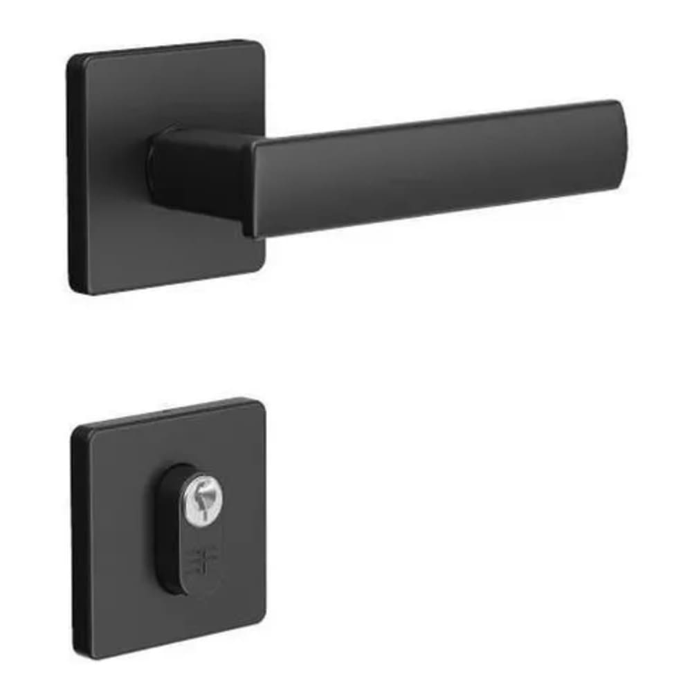 Fechadura Extena 3f 740e/117 Roseta Quadrada Preto Fosco