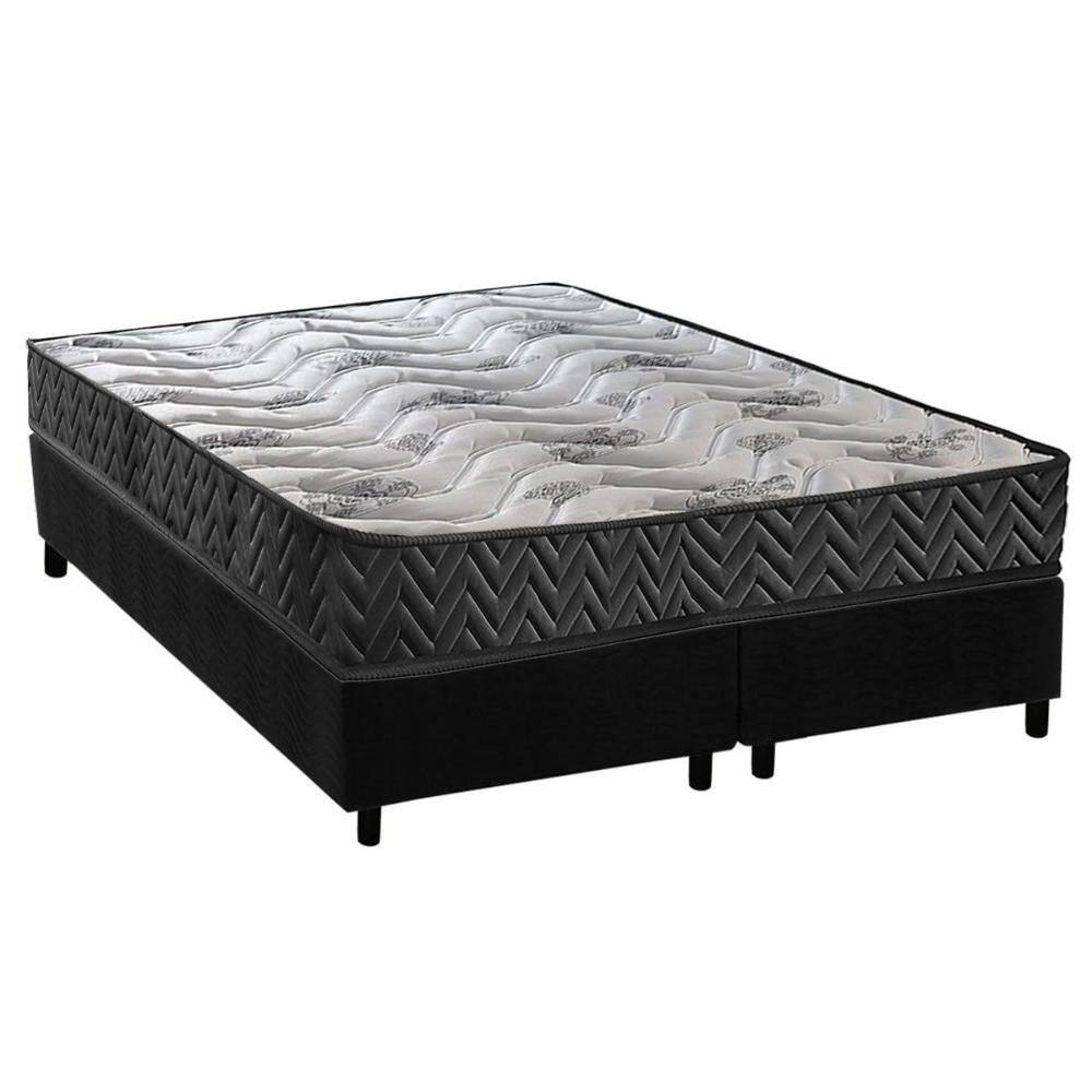 Conjunto Box Queen: Colchão Espuma Paropas D45 Pasquale Wave Black + Base CRC Suede Black (158x198)