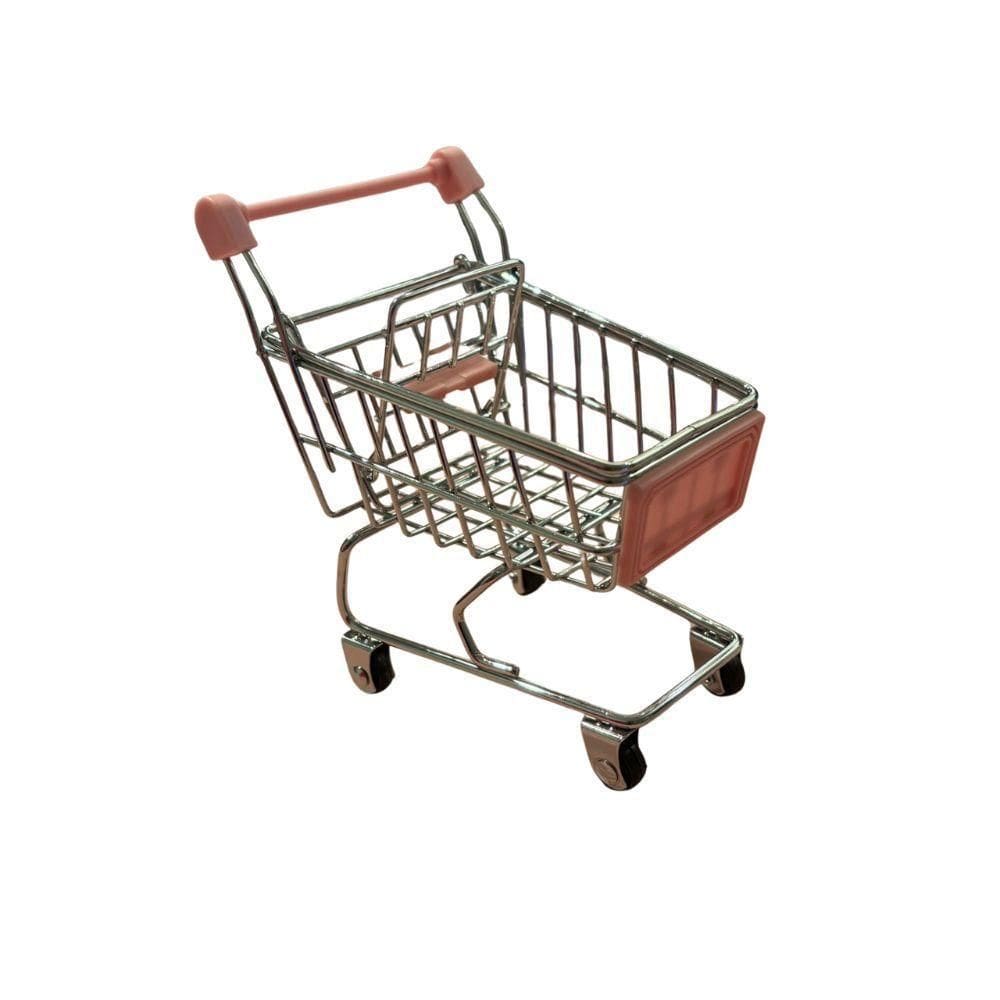 Mini Carrinho Supermercado Brinquedo Decorativo Miniatura De Metal Porta Trecos Objetos