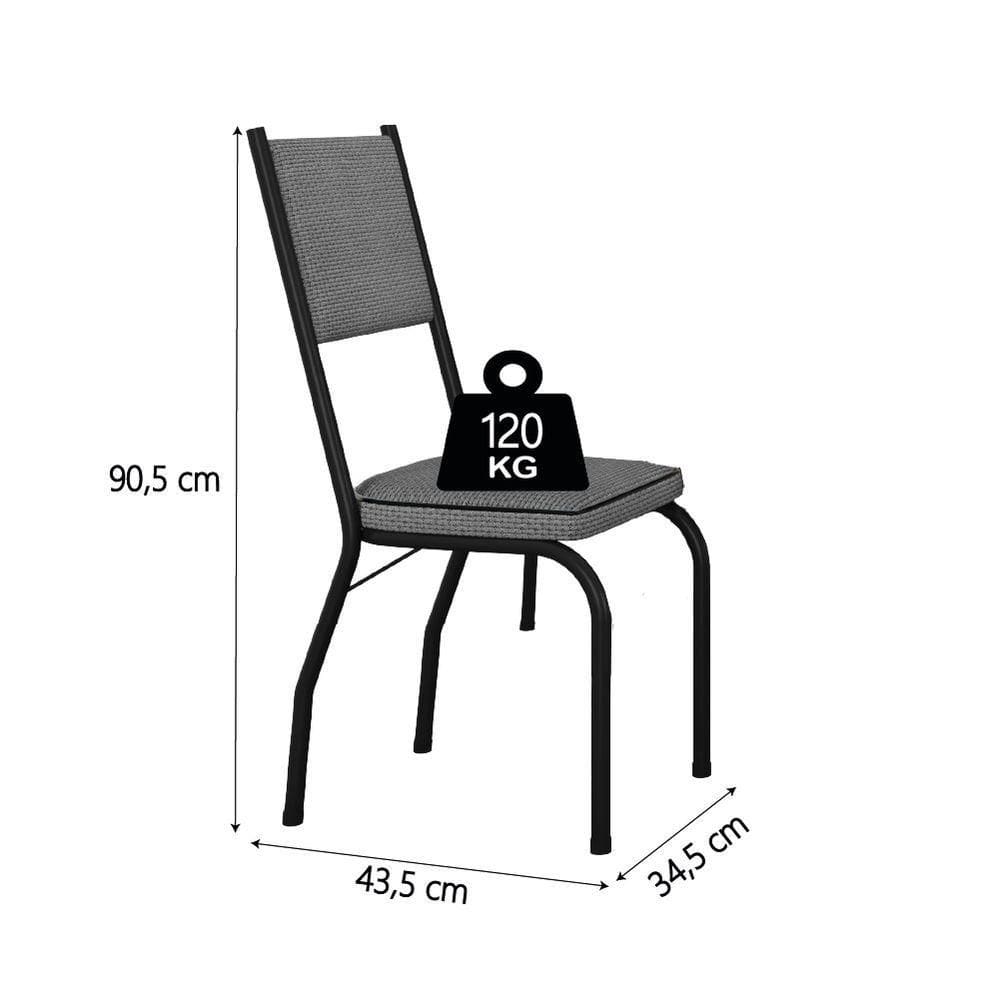 Conjunto Sala De Jantar Mesa Tampo Granito 1,20m Com 4 Cadeiras Diana Artefamol Preto/platina