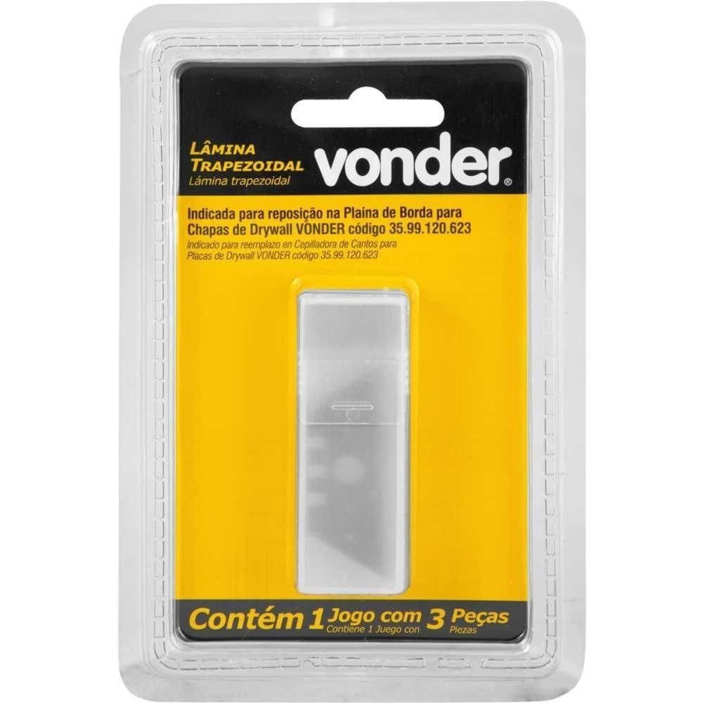 Lâmina Trapezoidal Para Plaina Borda 3 Peças Vonder