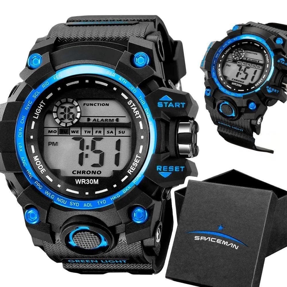 Relogio Digital Masculino Silicone Preto Prova Dagua + Caixa autêntico Presente Alarme Resistente