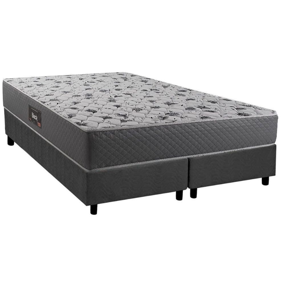 Conjunto Box Queen: Colchão Espuma Herval D28 / AG65 Black + Base CRC Suede Gray (158x198)