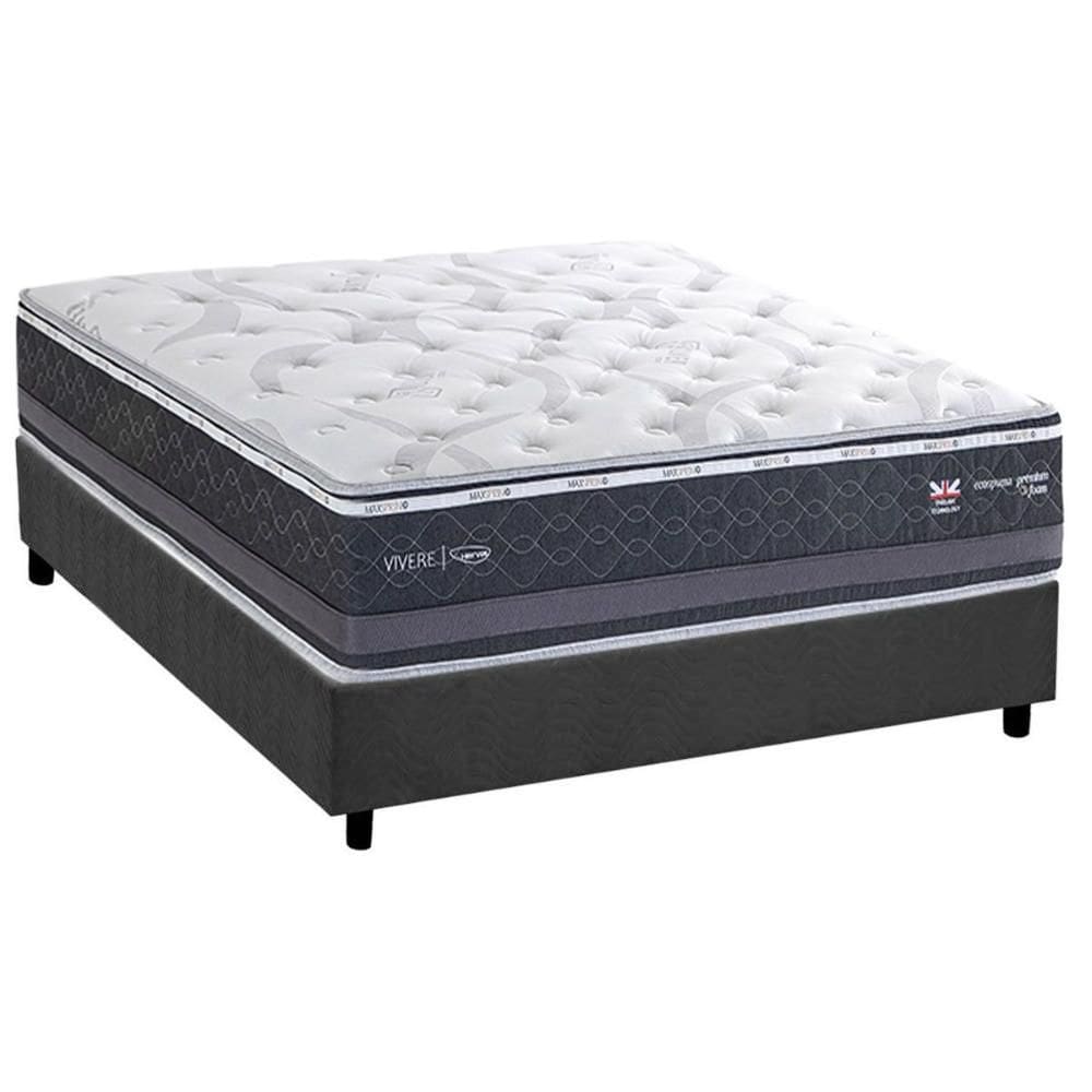 Conjunto Box Casal: Colchão Molas Herval Maxspring C1783 + Base CRC Suede Gray (138x188)
