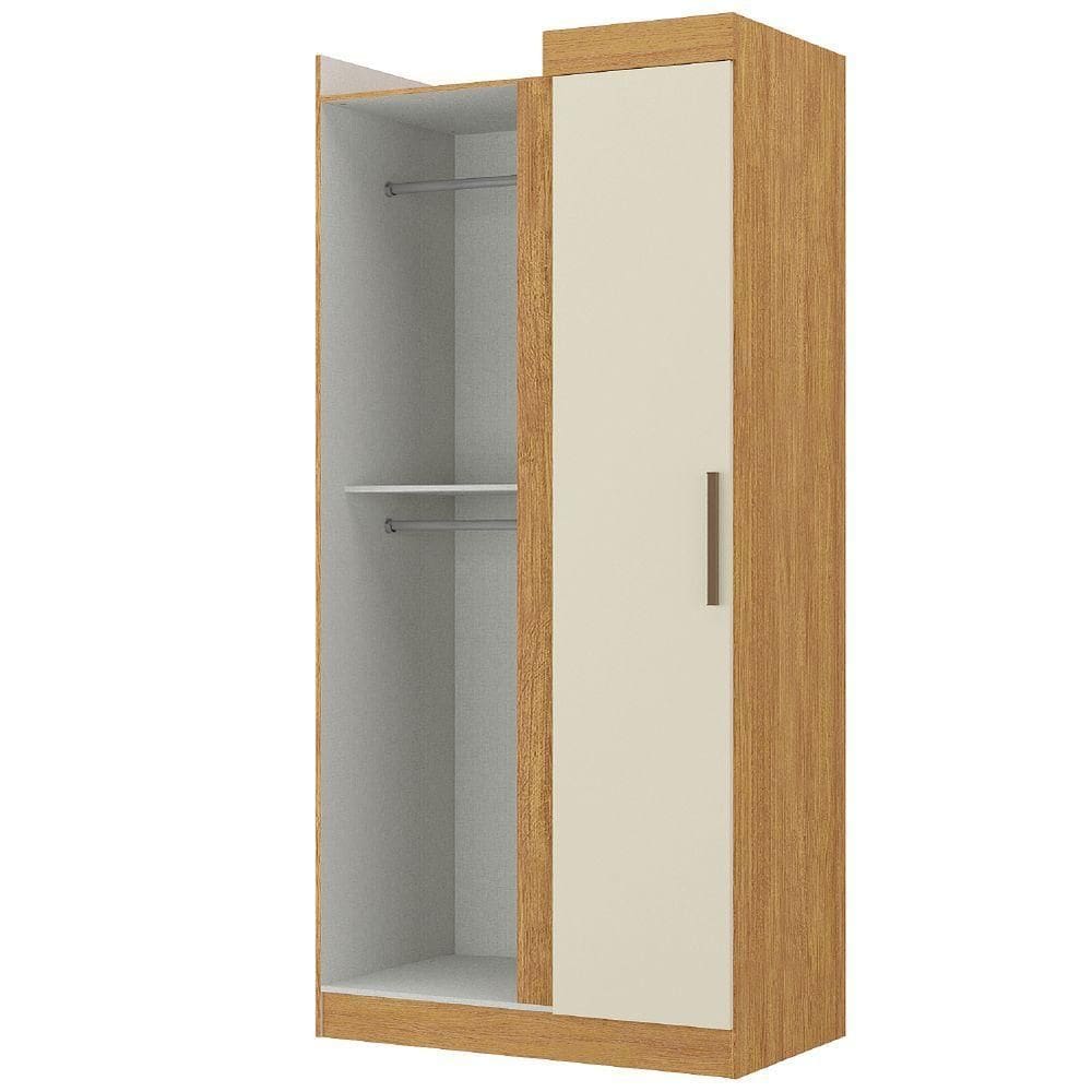 Modulo De Guarda Roupas Canto Para Quarto Madrid Maxel Madeirado/off White