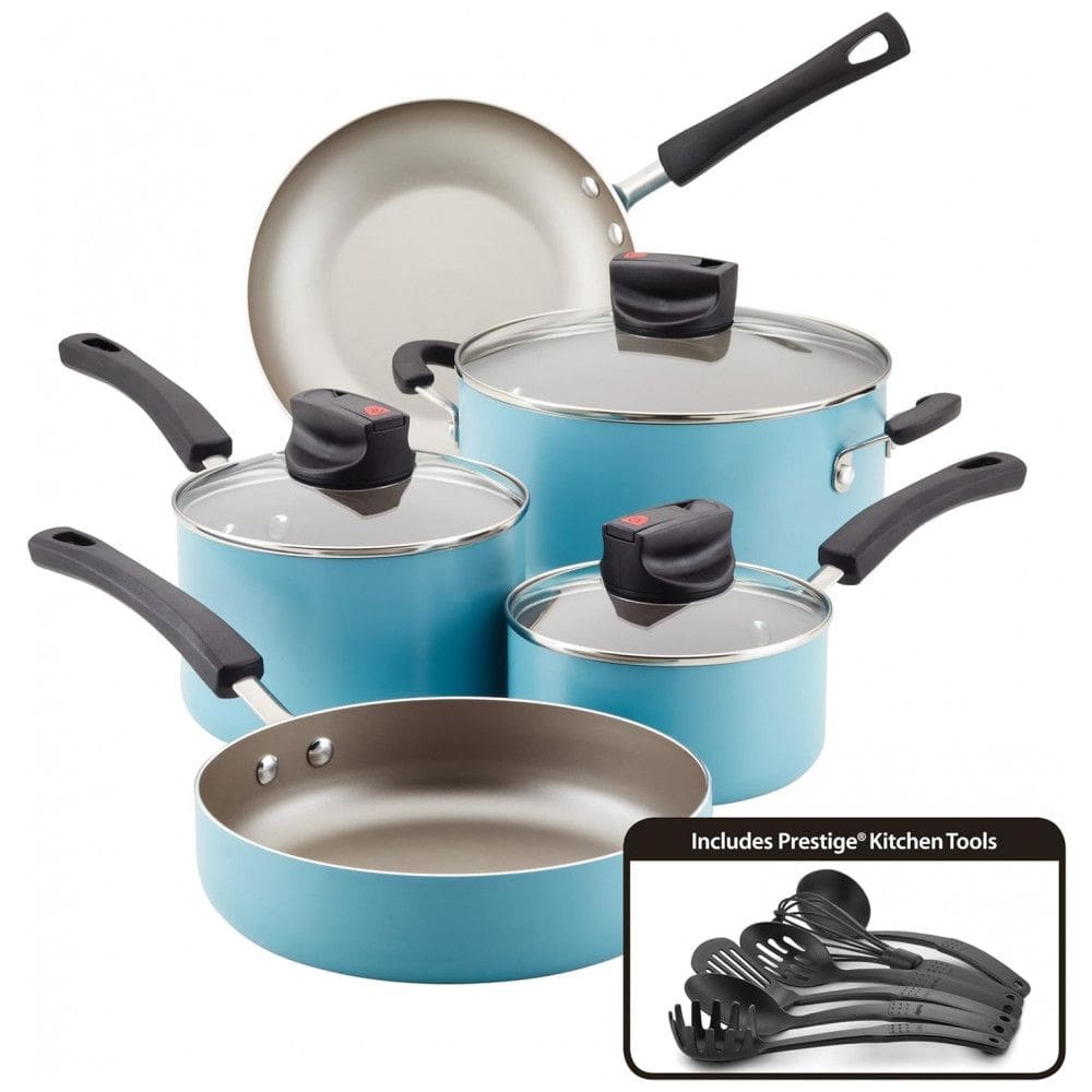 Conjunto de Panelas e Frigideiras Antiaderentes, 14 Peças, FARBERWARE 22398, Azul