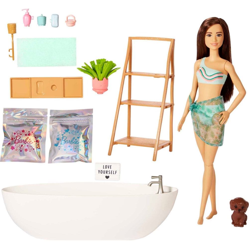 Boneca Barbie Playset com banheira, sabonete de confete e acessórios