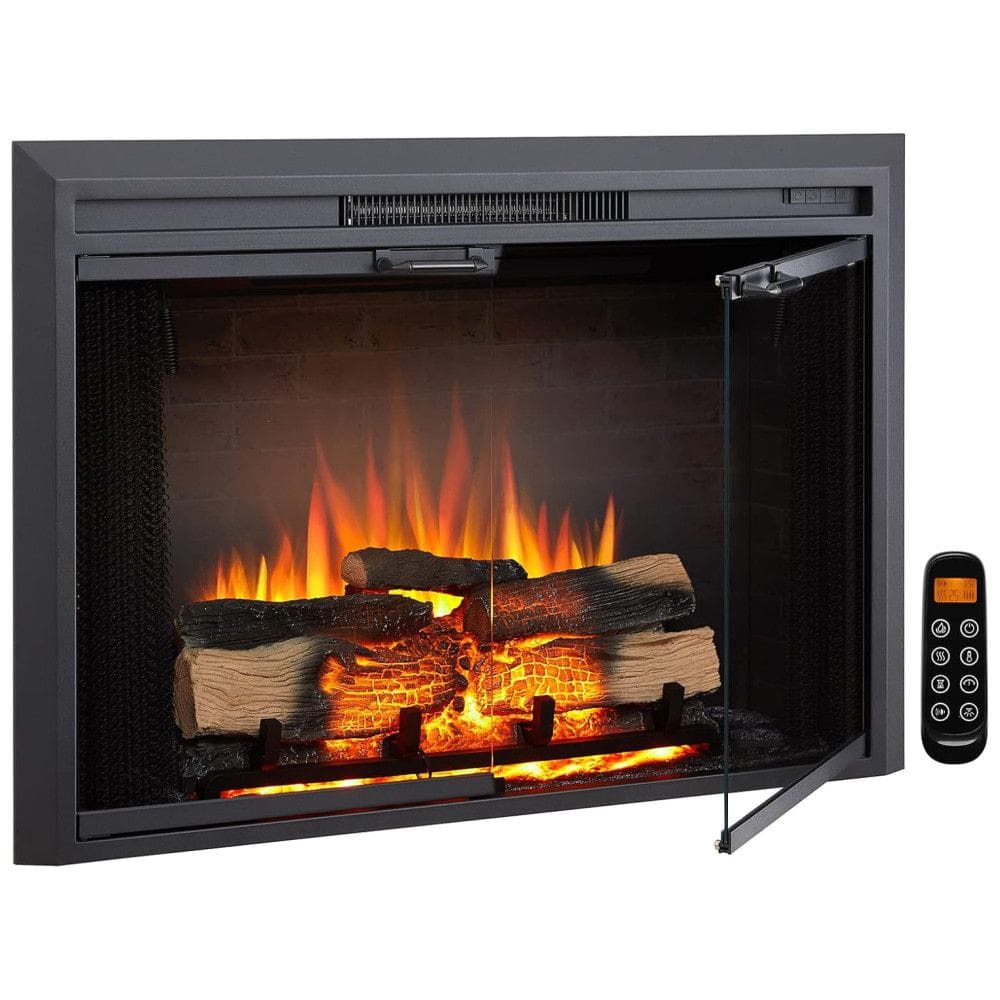 Lareira Elétrica de Embutir A66x98L cm com Controle Remoto, Som de Crepitação de Fogo e Porta de Vidro, 110V 1500W, Legend Flame EF265B