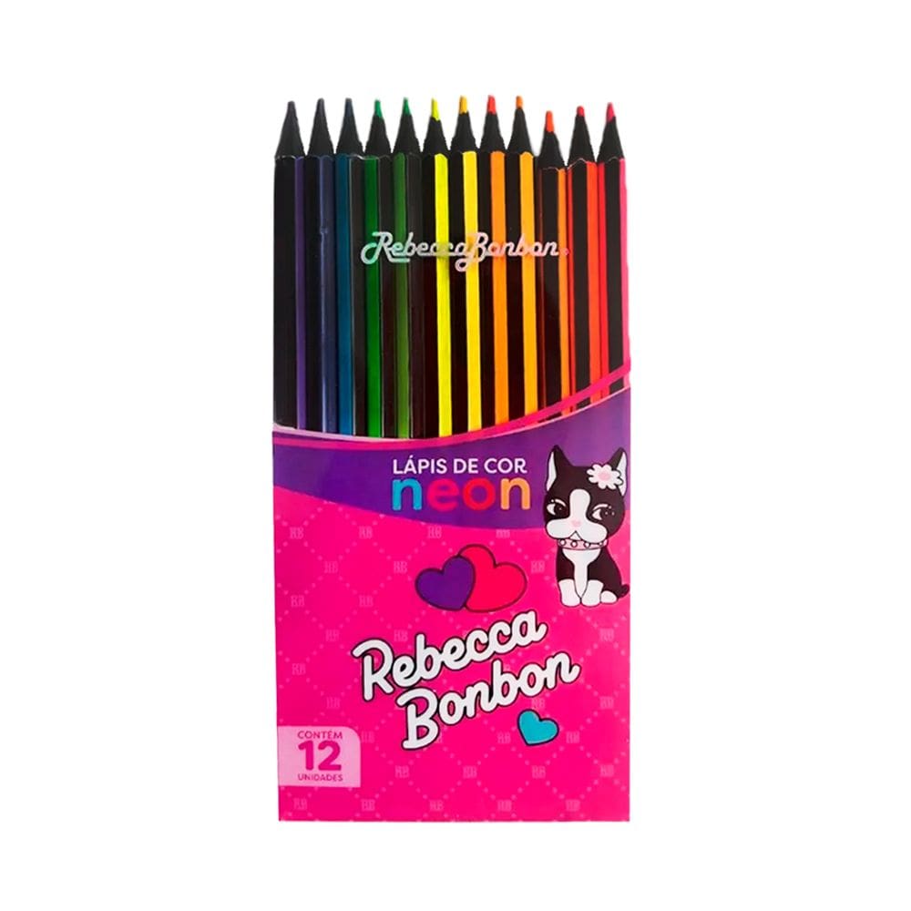 Lápis Escolar Colorido Neon 12 Cores Rebecca Bonbon | Arte e Desenho