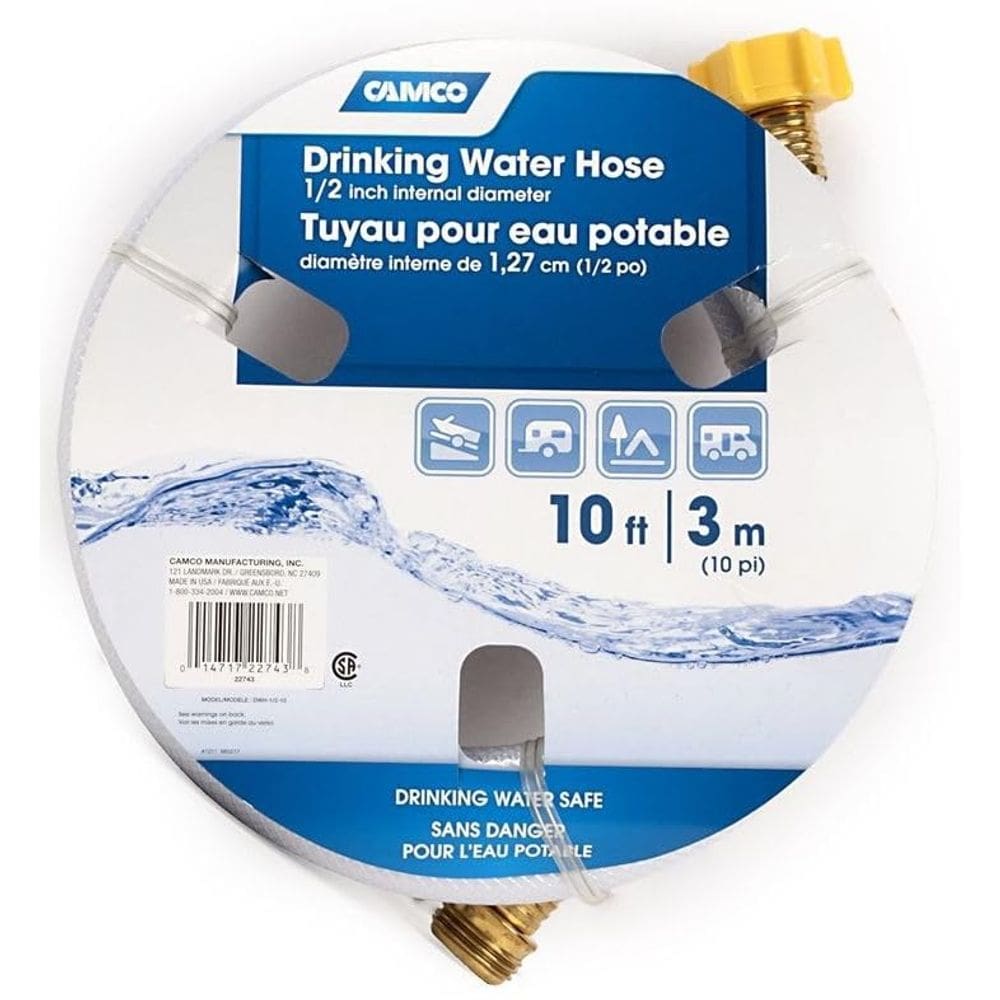 Mangueira de água Camco TastePure, barco de 10 pés, RV, 1/2 polegada, ID, NSF Cert
