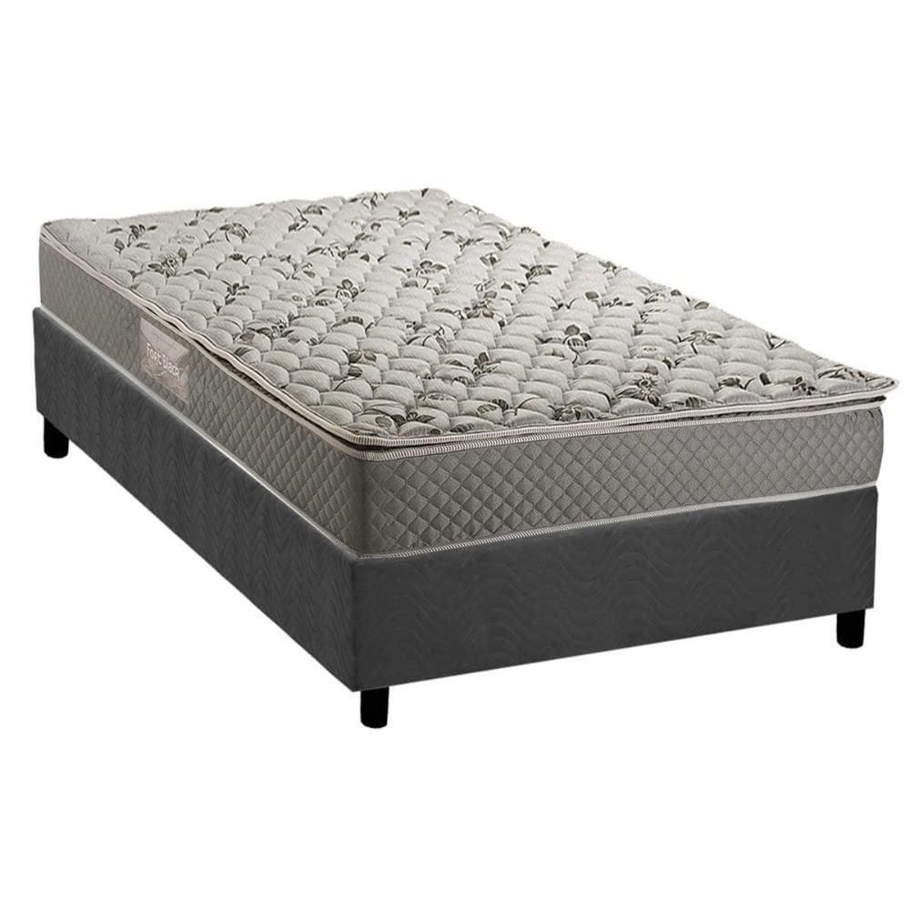 Conjunto Box Solteiro: Colchão Espuma Herval AG65 Fort Black + Base CRC Suede Gray (88x188)