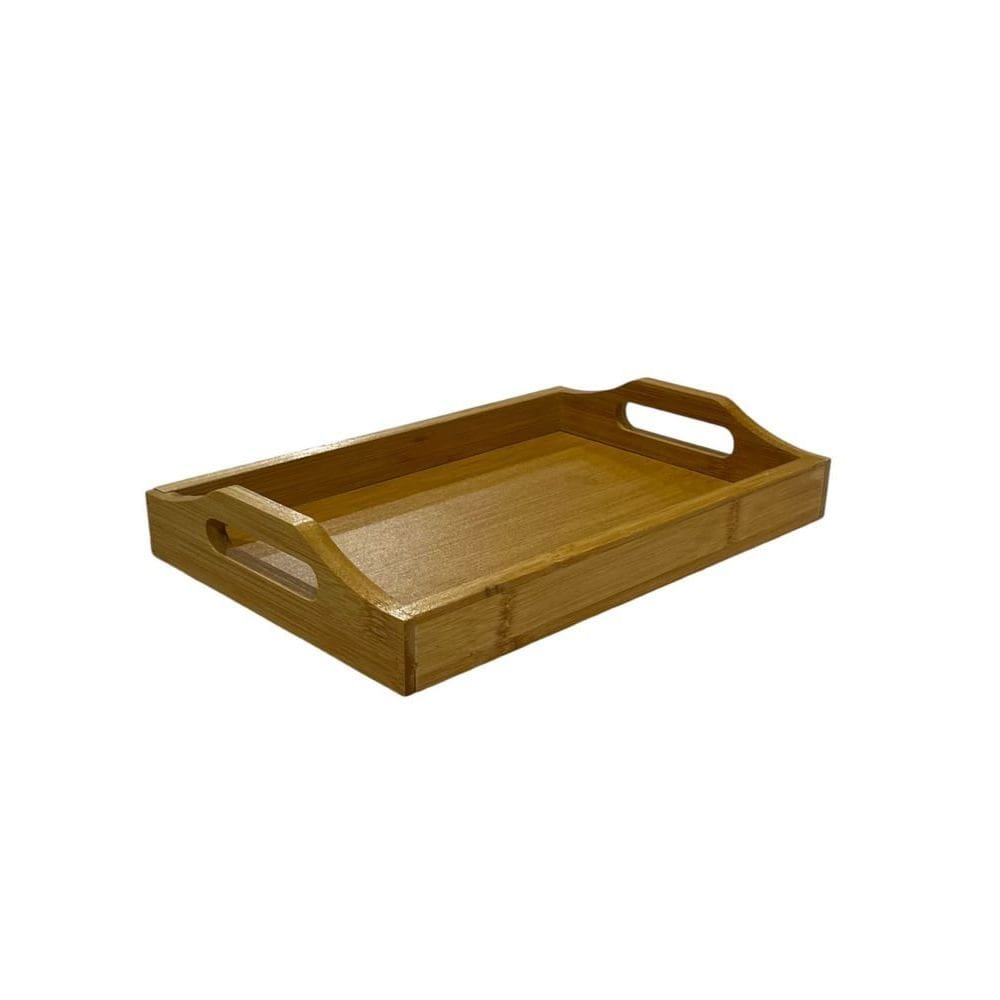 Bandeja de Bambu Retangular com Alça - G 38x25x6cm