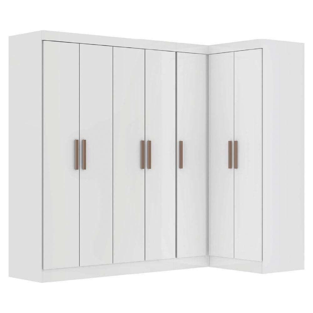 Guarda Roupas Modulado De Canto Madrid Com 7 Portas Branco Maxel Branco