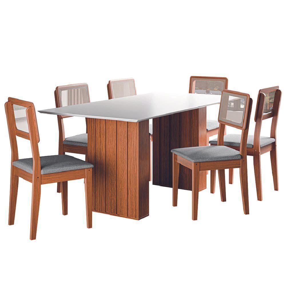 Conjunto De Mesa Sala De Jantar Ripada 6 Cadeiras Santiago