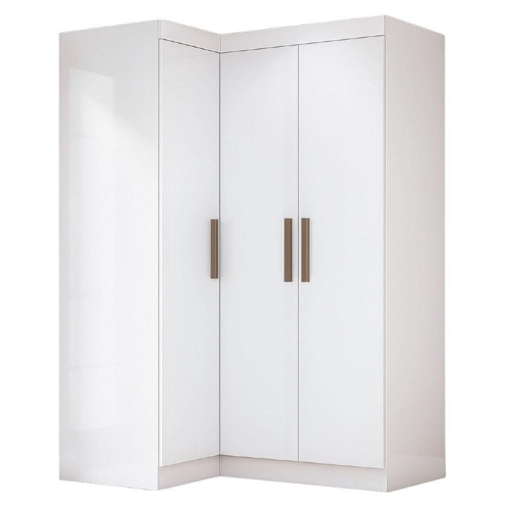 Quarto Modulado De Canto Madrid Com 3 Portas Maxel Branco