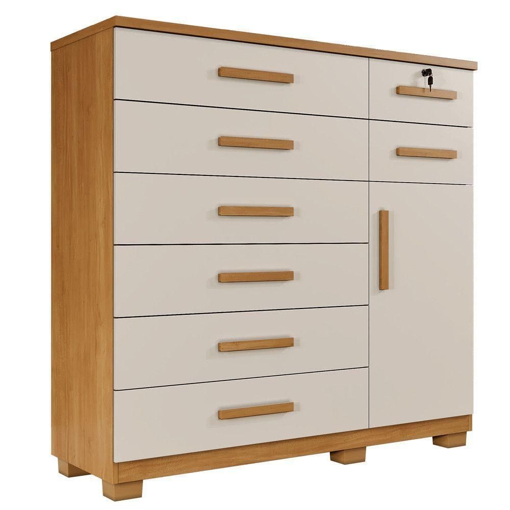 Cômoda Pernambuco 8 Gavetas 1 Porta Com Sapateira - Benetil Cinamomo Off