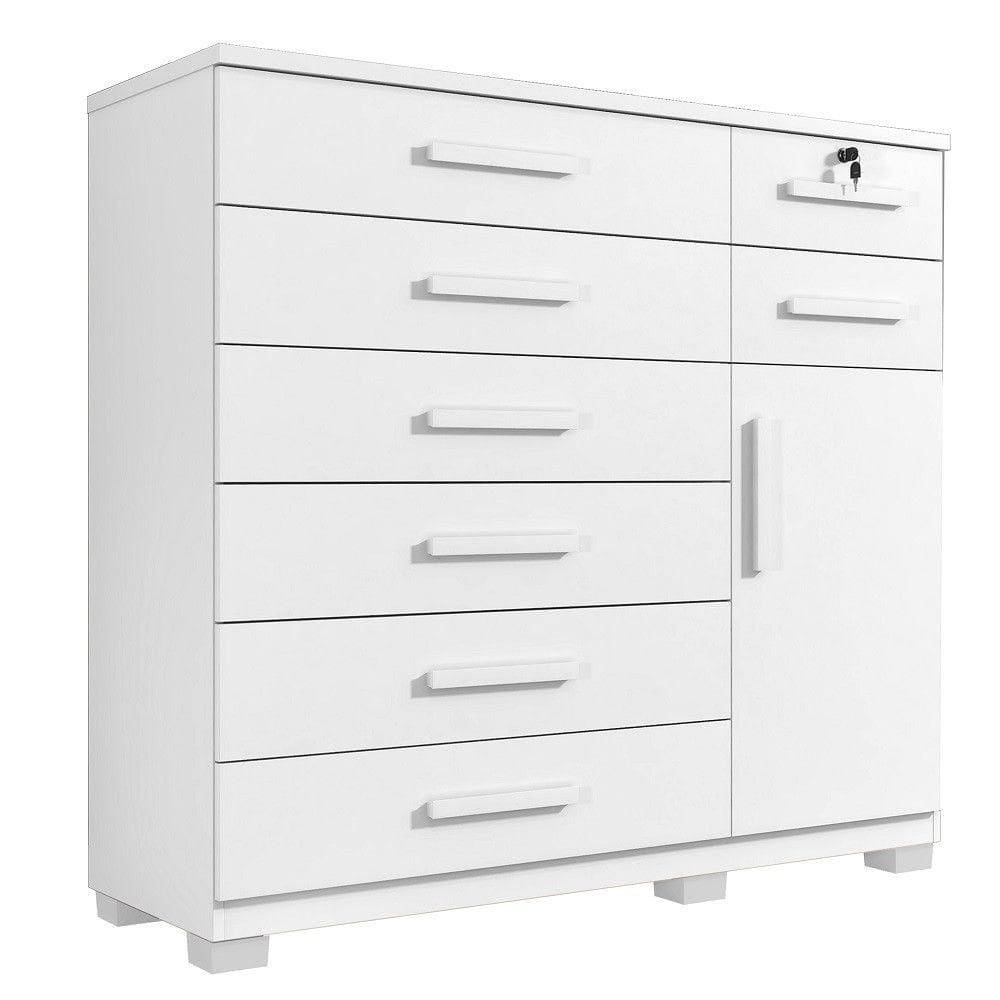 Cômoda Pernambuco 8 Gavetas 1 Porta Com Sapateira - Benetil Branco