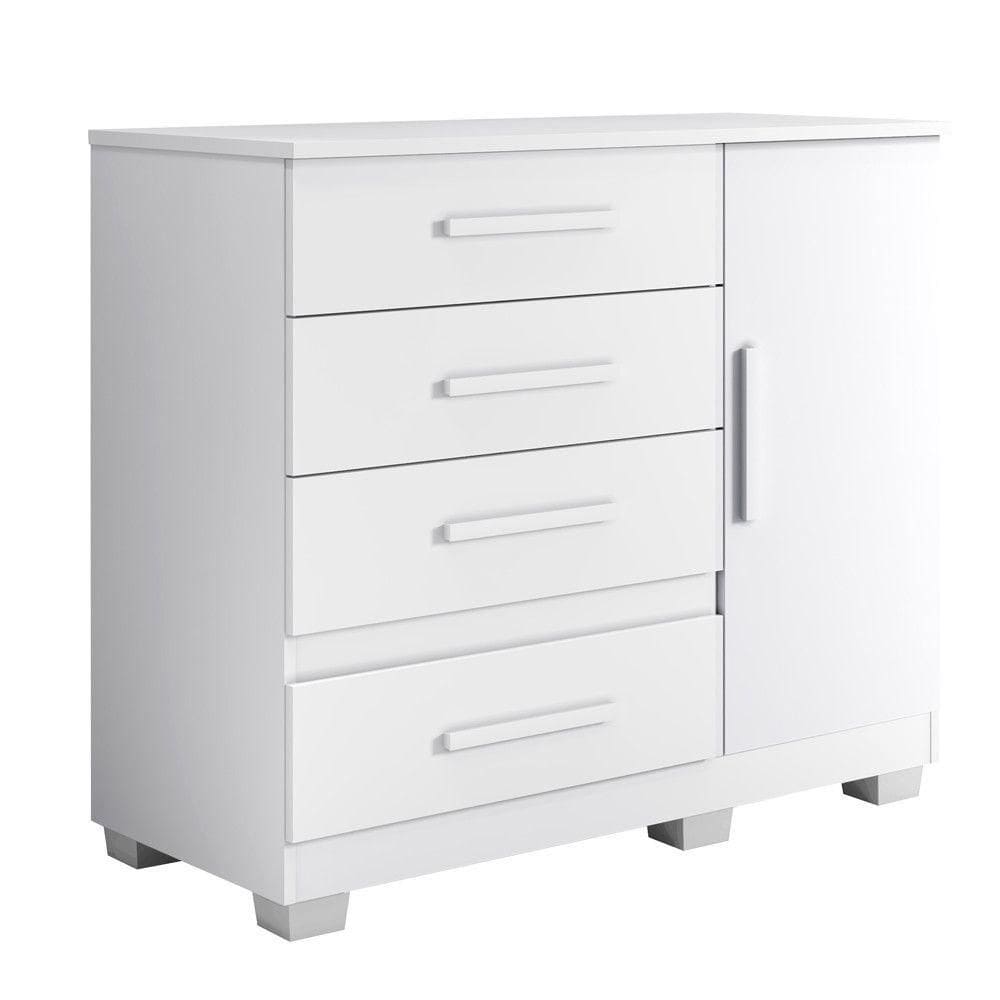 Cômoda Melissa 4 Gavetas 1 Porta Com Sapateira - Benetil Branco