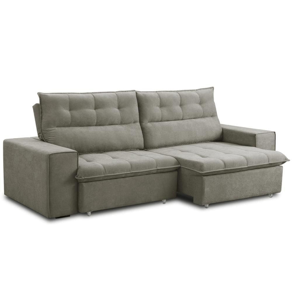 Sofá Retrátil Reclinável Para Sala 3 Lugares 200cm Neruda F04 Veludo Marrom Claro - Lyam Decor