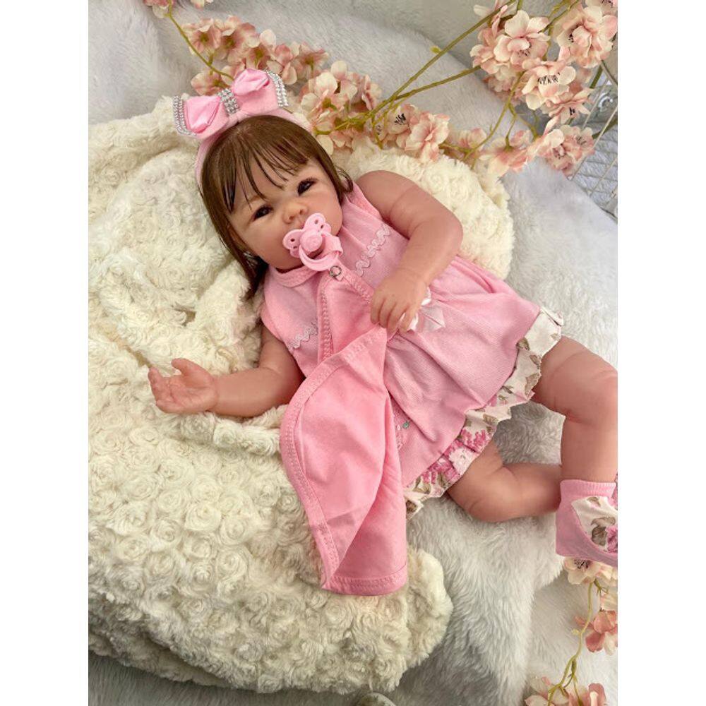 Boneca Bebê Reborn Menina Realista Toma Banho Faz Xixi